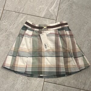 Janie and Jack Plaid Skater Skirt - Green, Brown, Cream